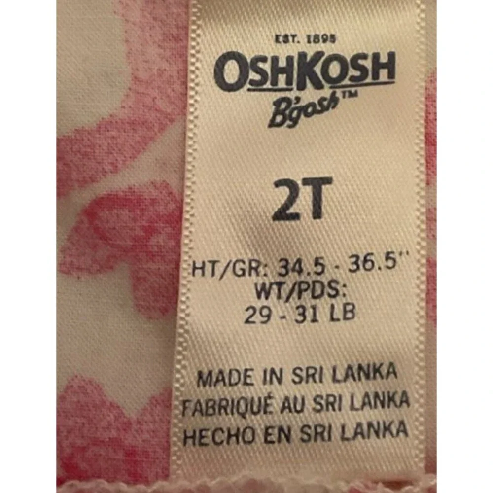 OshKosh B’gosh Toddler Girls Pink Lotus Flower Ribbon Smocked Sundress Size 2T